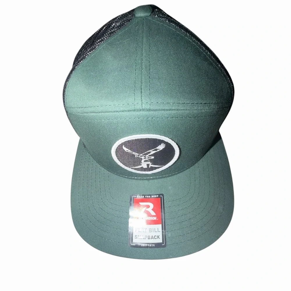 Men's Richardson 112 Trucker Eagle/Hawk Cap Hat Mesh Snapback Green/Black